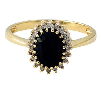 9ct gold Sapphire/Diamond Cluster Ring size P